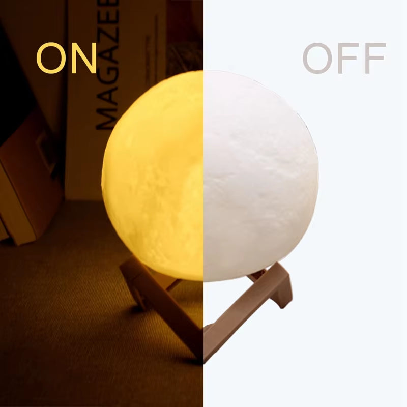 Moon Lamp LED Night Light Battery Powered with Stand Starry Lamp for Bedroom Decor Night Lights Kids Gift Moon Lamp