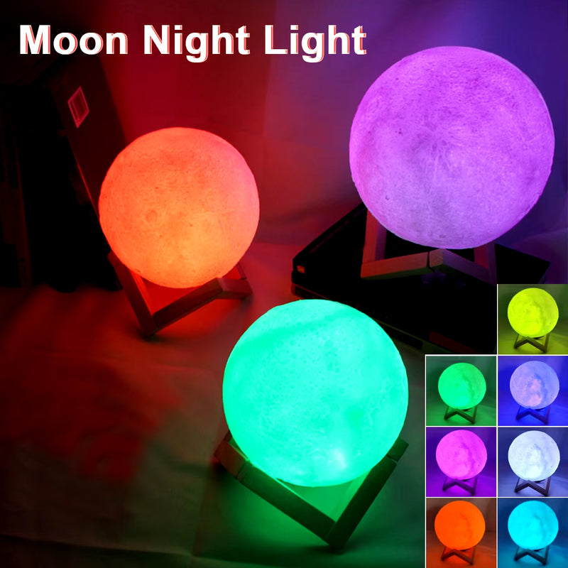 Moon Lamp LED Night Light Battery Powered with Stand Starry Lamp for Bedroom Decor Night Lights Kids Gift Moon Lamp