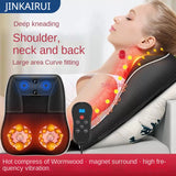 Electric Shiatsu Head Neck Cervical Ttraction Body Massager Car Back Pillow with Heating Vibrating Massage Device